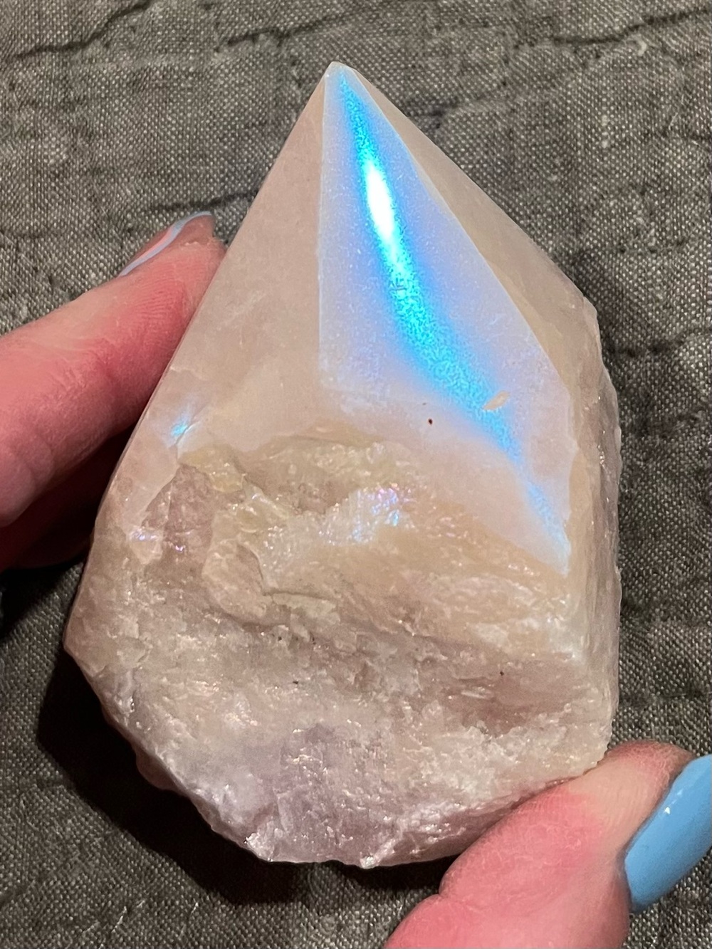 Iridescent White Crystal Point Decorative Accent